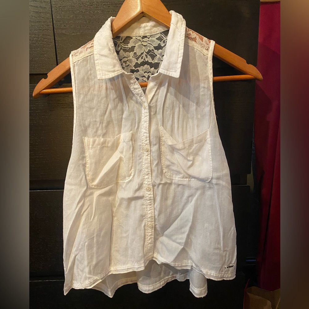 Abercrombie and Fitch Cropped Collar Lace Shirt